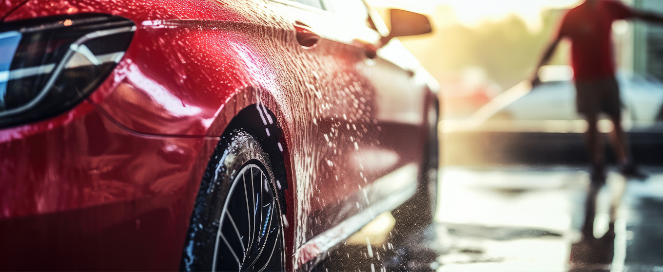 Autowäsche rotes Auto